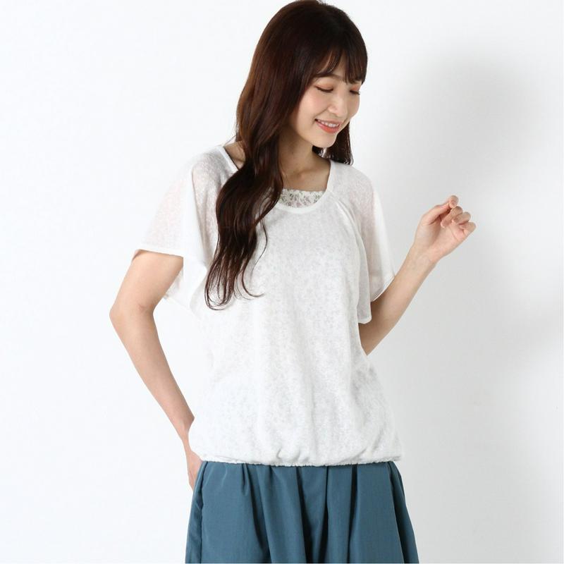 【ｎｏｊｅａｎ】花柄フェイクレイヤードＴシャツ（ノージーン/NO JEAN）