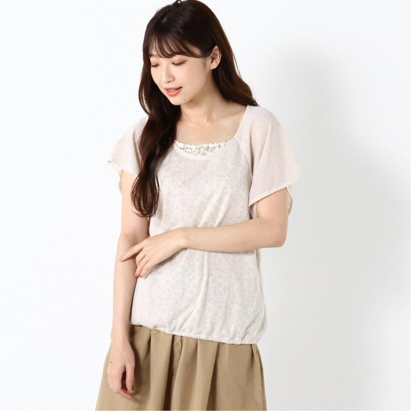 【ｎｏｊｅａｎ】花柄フェイクレイヤードＴシャツ（ノージーン/NO JEAN）