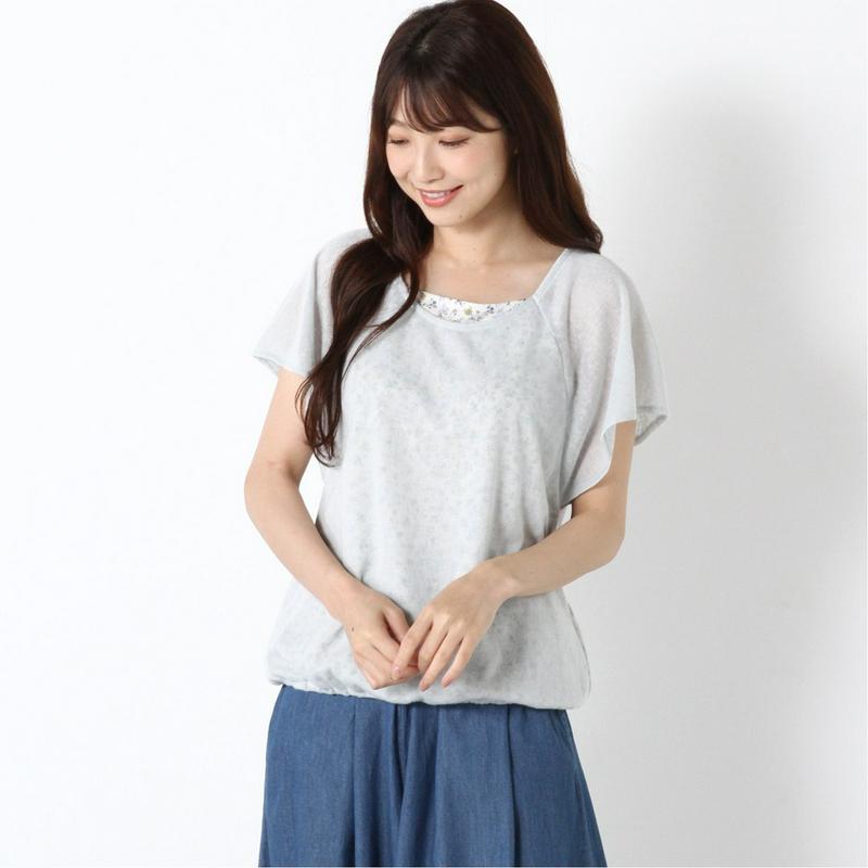 【ｎｏｊｅａｎ】花柄フェイクレイヤードＴシャツ（ノージーン/NO JEAN）