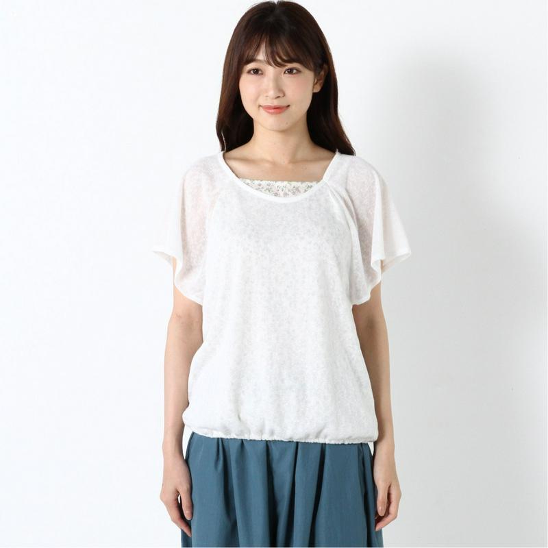 【ｎｏｊｅａｎ】花柄フェイクレイヤードＴシャツ（ノージーン/NO JEAN）