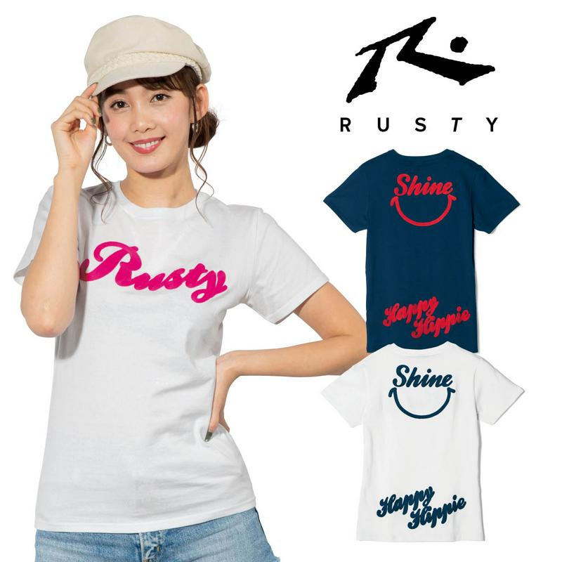 １枚で決まる！綿１００％バックスマイル柄半袖Ｔシャツ【ＵＶケア】（ラスティ/RUSTY）