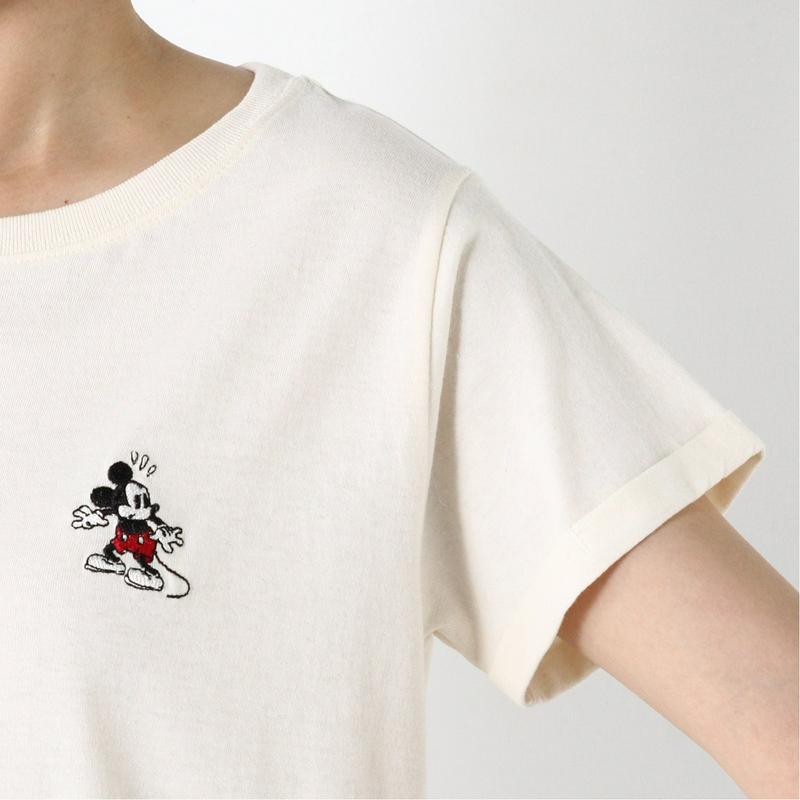 胸刺繍ワイドＴシャツ（ボーダー・無地）「ミッキーマウス」（ディズニー）