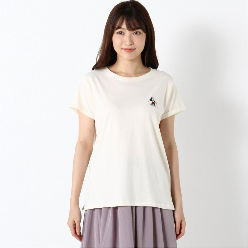 胸刺繍ワイドＴシャツ（ボーダー・無地）「ミッキーマウス」（ディズニー）