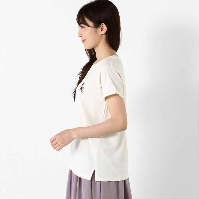 胸刺繍ワイドＴシャツ（ボーダー・無地）「ミッキーマウス」（ディズニー）