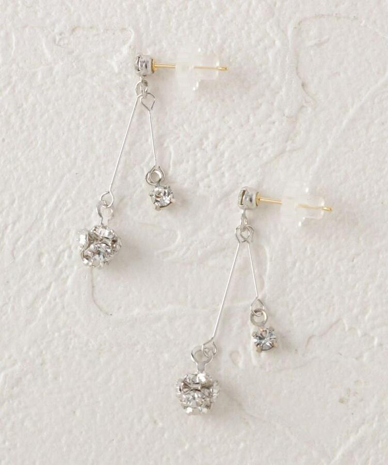 ロンデル×ビジューピアノ線調ピアス