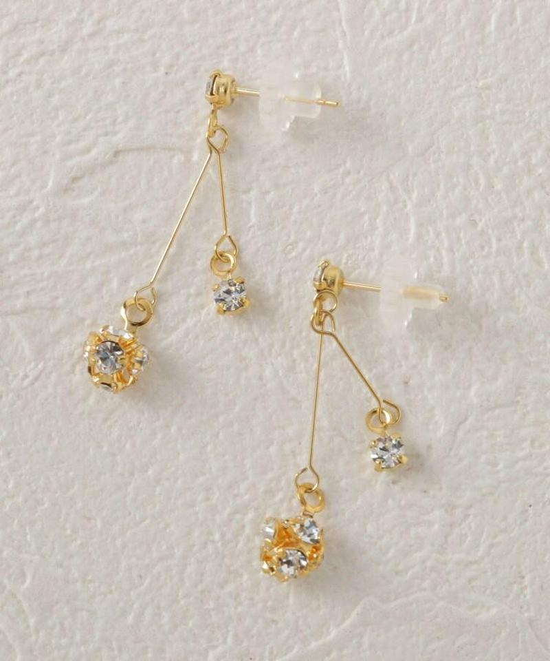 ロンデル×ビジューピアノ線調ピアス