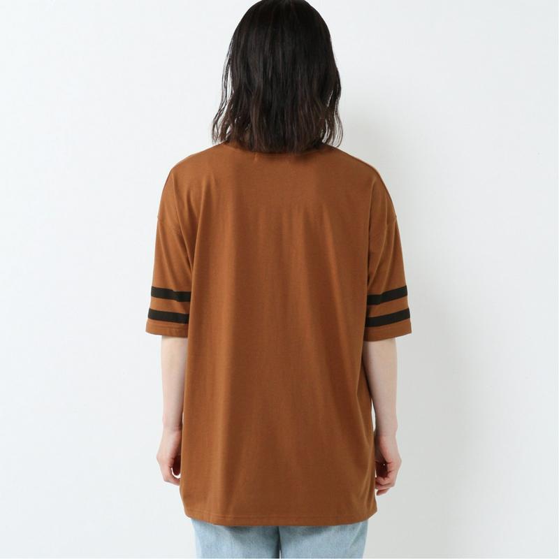 袖ライン目隠しミッキーマウスＢＩＧＴシャツ【Ｍ～３Ｌ】（ディズニー）