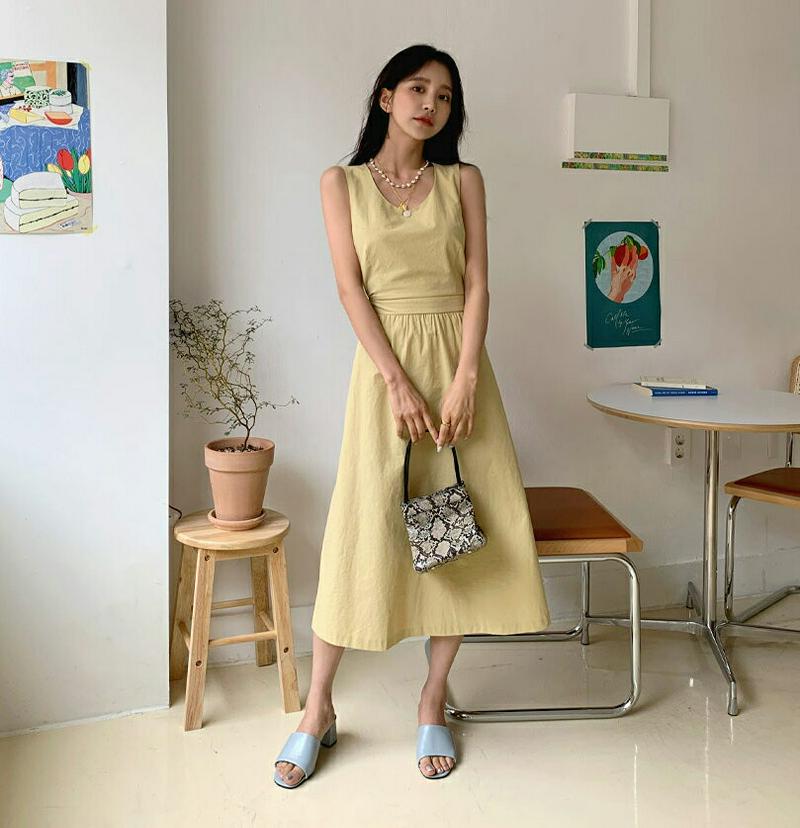 バックスリットスリーブレスワンピース・全3色・t56157 レディース【ops】【ワンピース ロング ロングワンピース スリーブ