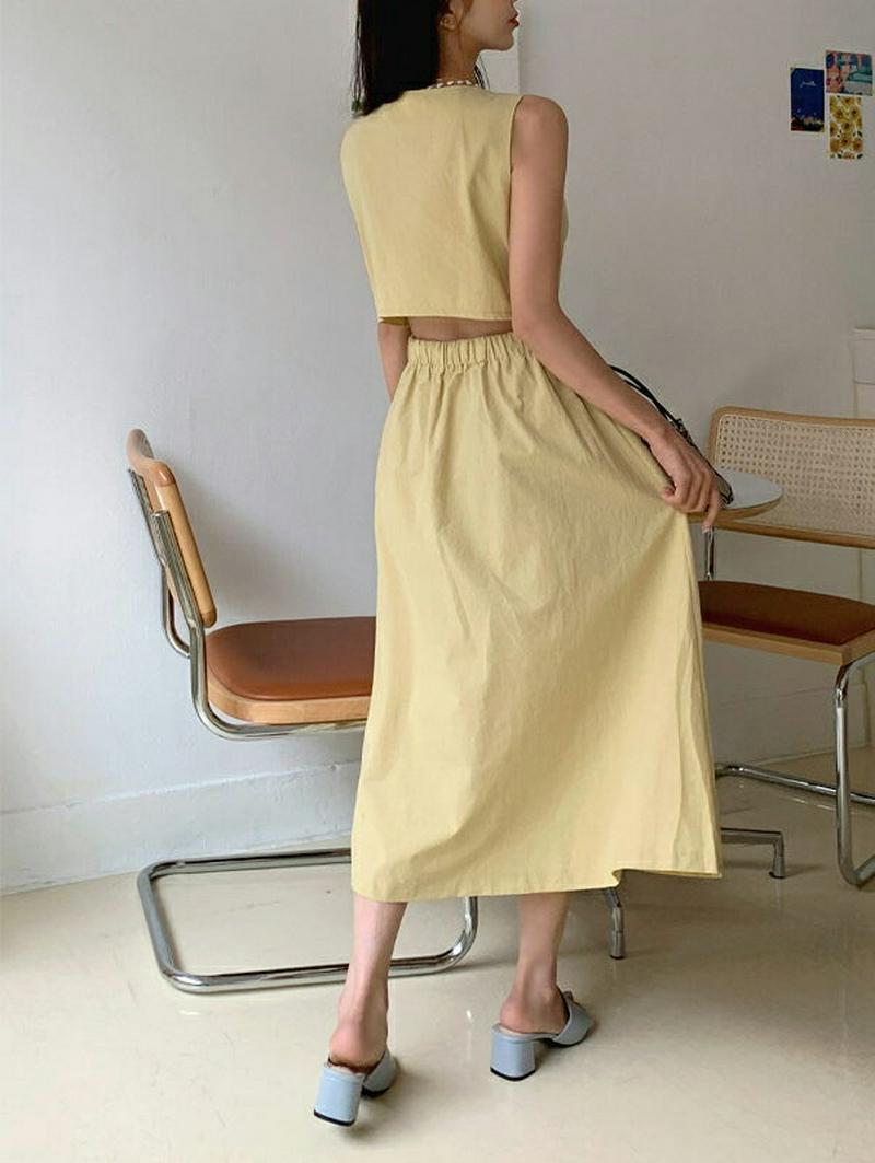 バックスリットスリーブレスワンピース・全3色・t56157 レディース【ops】【ワンピース ロング ロングワンピース スリーブ