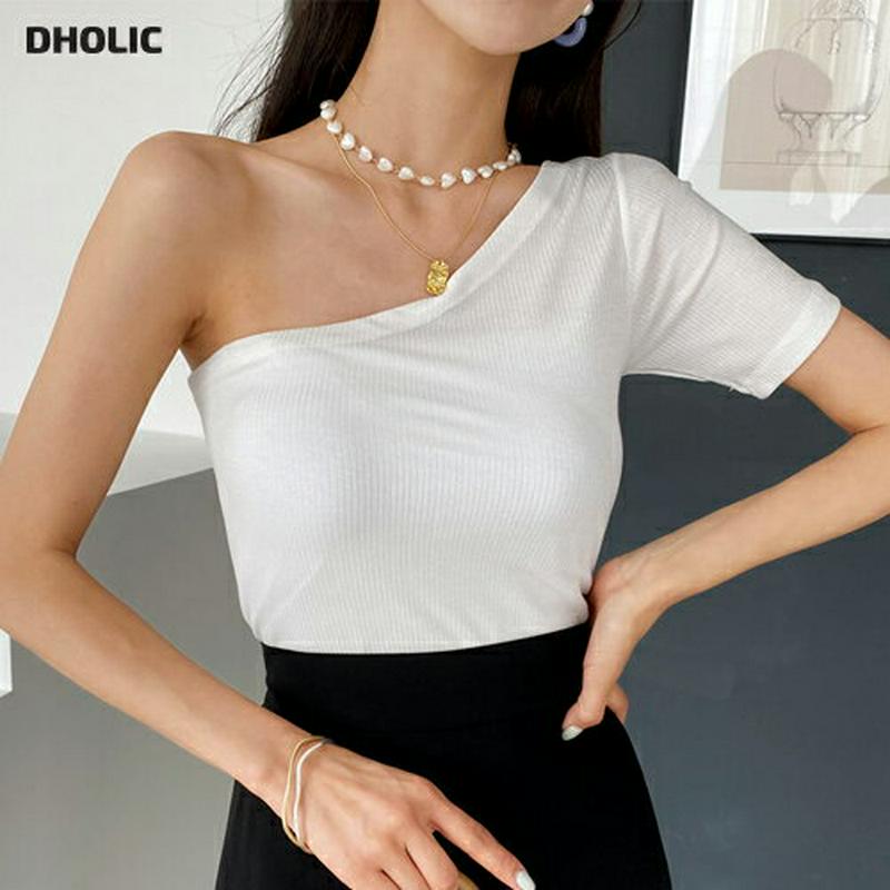 ワンショルダーTシャツ・全4色・t56138 レディース【tops】【トップス Tシャツ ワンショルダー ワンショル 半袖 単色