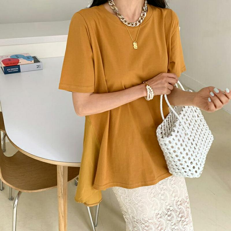 フレアコントラストTシャツ・全3色・b56153 レディース【tops】【トップス Tシャツ 半袖 ハーフスリーブ コントラスト
