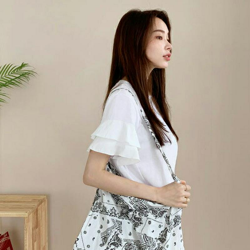 ティアードスリーブTシャツ・全3色・b62340 レディース【tops】【トップス Tシャツ 半袖 ティアード フリル 単色 シ