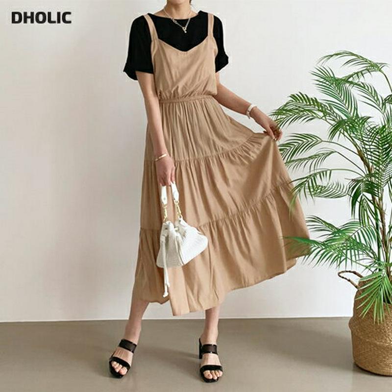 ベルト付ティアードワンピース・全2色・t62376 レディース【ops】【ワンピース ロング ロングワンピース キャミソール ス