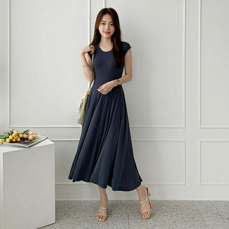 キャップスリーブフレアワンピース・全4色・b62378 レディース【ops】【ワンピース ロング ロングワンピース スリーブレス