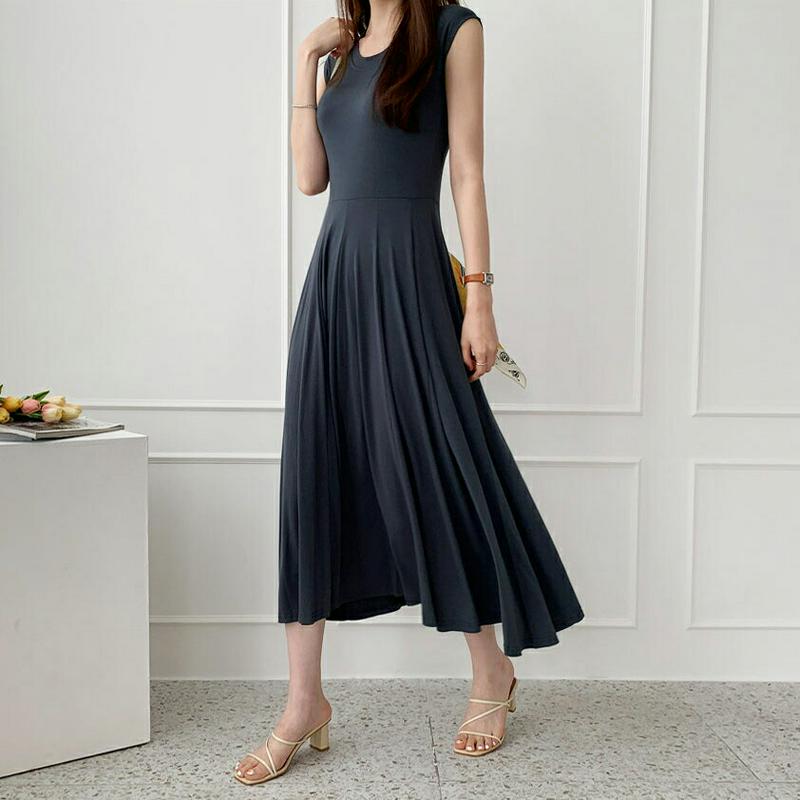 キャップスリーブフレアワンピース・全4色・b62378 レディース【ops】【ワンピース ロング ロングワンピース スリーブレス