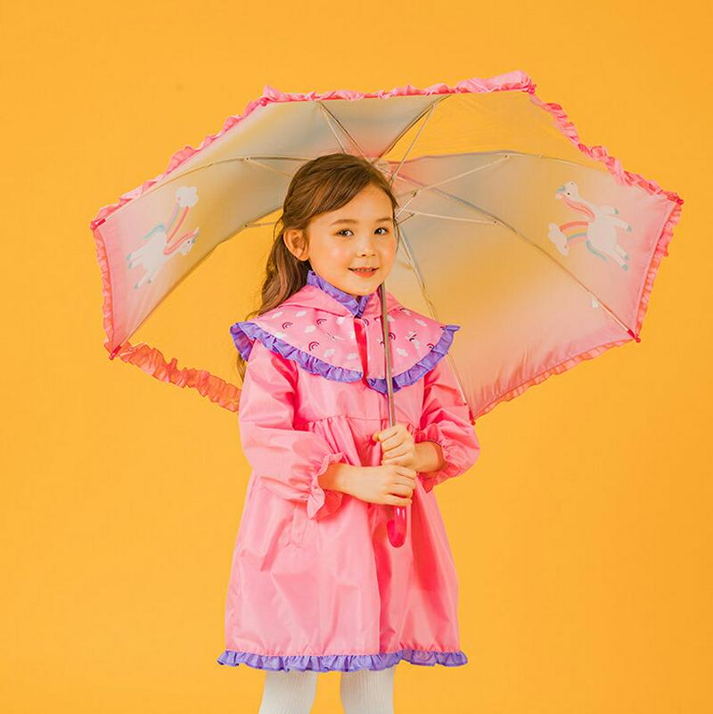 ユニコーンフリル傘・p002454 キッズ【3~8才】【acc】【傘 ユニコーン ガーリー フェミニン ファンシー レインボー グラデーション 可愛い かわいい フリル レインウェア 女の子 子供 こども 子供服 こども服】【KIDS】
