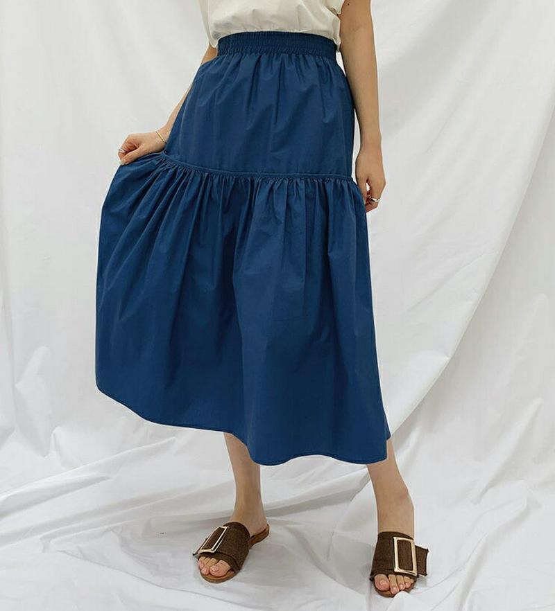 イージーギャザースカート・全3色・62390 レディース【sk】【スカート ロング ロングスカート ギャザー ウエストゴム 単色