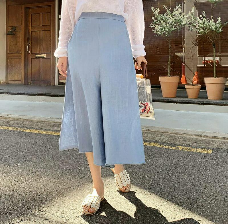リネン混フレアパンツ・全4色・b62262 レディース【pt】【パンツ ロングパンツ ズボン フレア フレアパンツ リネン 単色