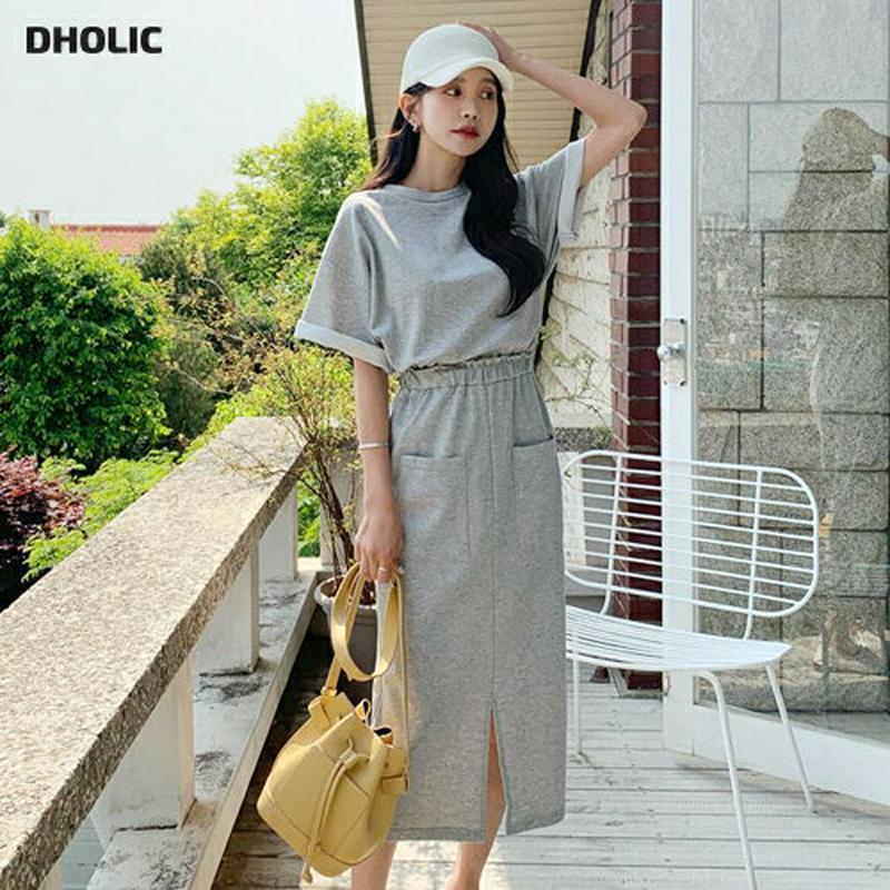 ルーズTシャツ&ポケットスカートSET・全3色・b55685 レディース【ops】【セットアップ トップス Tシャツ 半袖 スカ