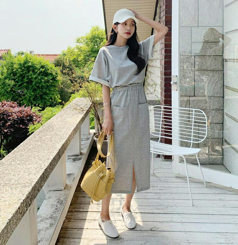 ルーズTシャツ&ポケットスカートSET・全3色・b55685 レディース【ops】【セットアップ トップス Tシャツ 半袖 スカ