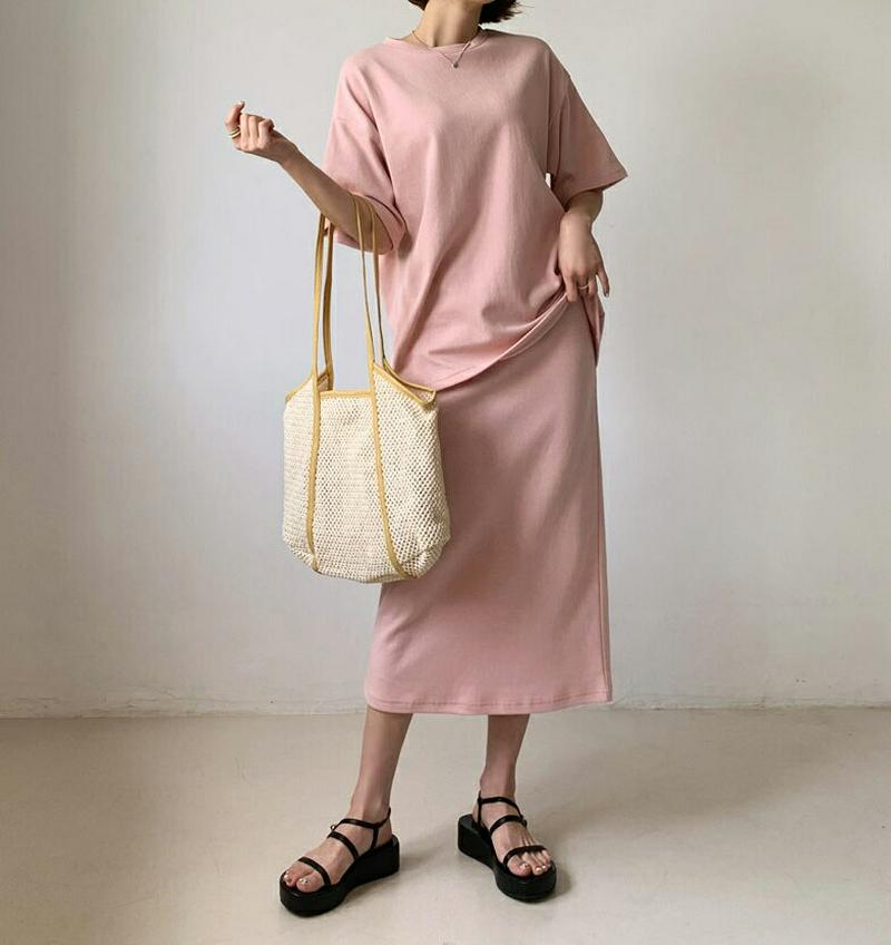 ルーズTシャツ&ポケットスカートSET・全3色・b55685 レディース【ops】【セットアップ トップス Tシャツ 半袖 スカ