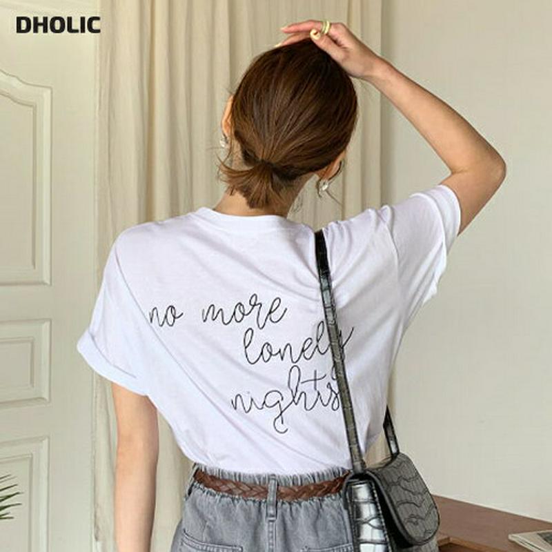 ≪人気商品再入荷≫レタリングコットンTシャツ・全5色・b55674 レディース【tops】【韓国 ファッション トップス Tシャツ 半袖 レタリング ロゴ ロゴT コットン 綿 バックロゴ カジュアル ラフ 春 夏】