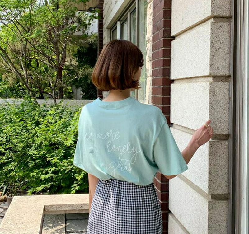 ≪人気商品再入荷≫レタリングコットンTシャツ・全5色・b55674 レディース【tops】【韓国 ファッション トップス Tシャツ 半袖 レタリング ロゴ ロゴT コットン 綿 バックロゴ カジュアル ラフ 春 夏】
