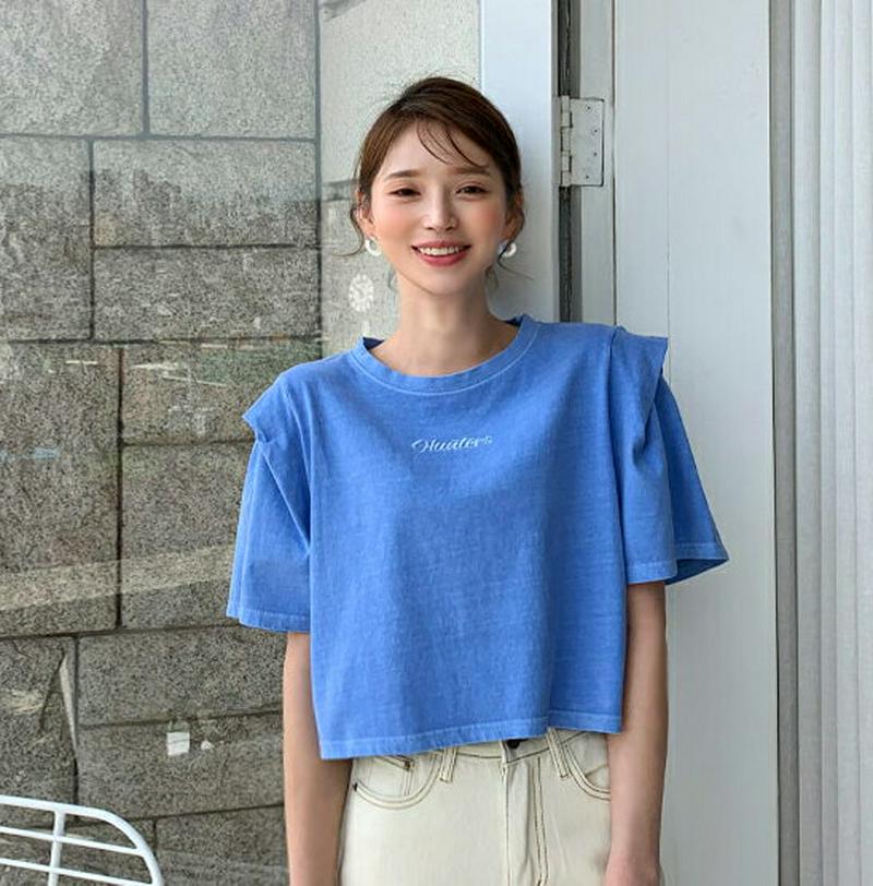 刺繍レタリングウィングTシャツ・全3色・t55675 レディース【tops】【トップス Tシャツ 半袖　ハーフスリーブ レタリン