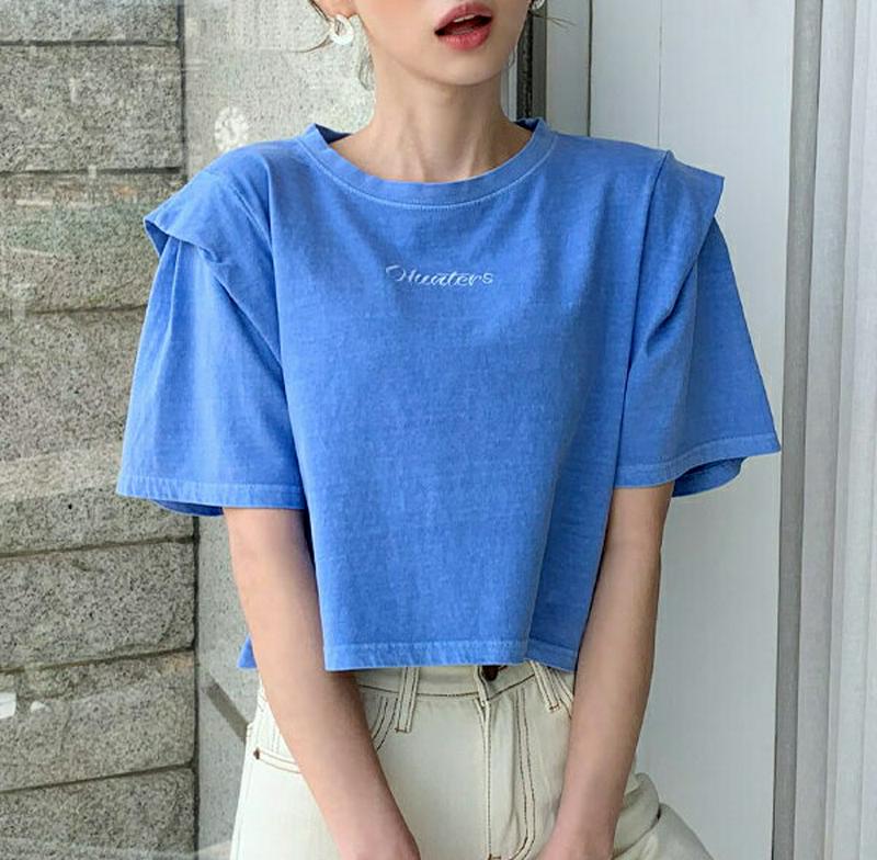 刺繍レタリングウィングTシャツ・全3色・t55675 レディース【tops】【トップス Tシャツ 半袖　ハーフスリーブ レタリン