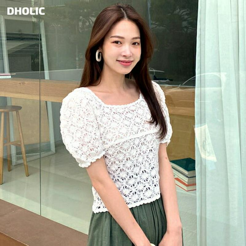 【只今10%OFF】スクエアフローラルニット・全2色・b62373 レディース【tops】【トップス ニット ニットトップス 半