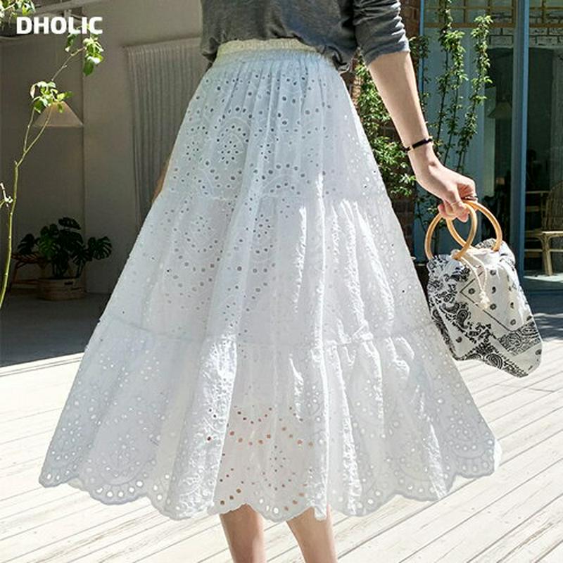 【只今10%OFF】アイレットレースロングスカート・全3色・b62270 レディース【sk】【スカート ロング ロングスカート 