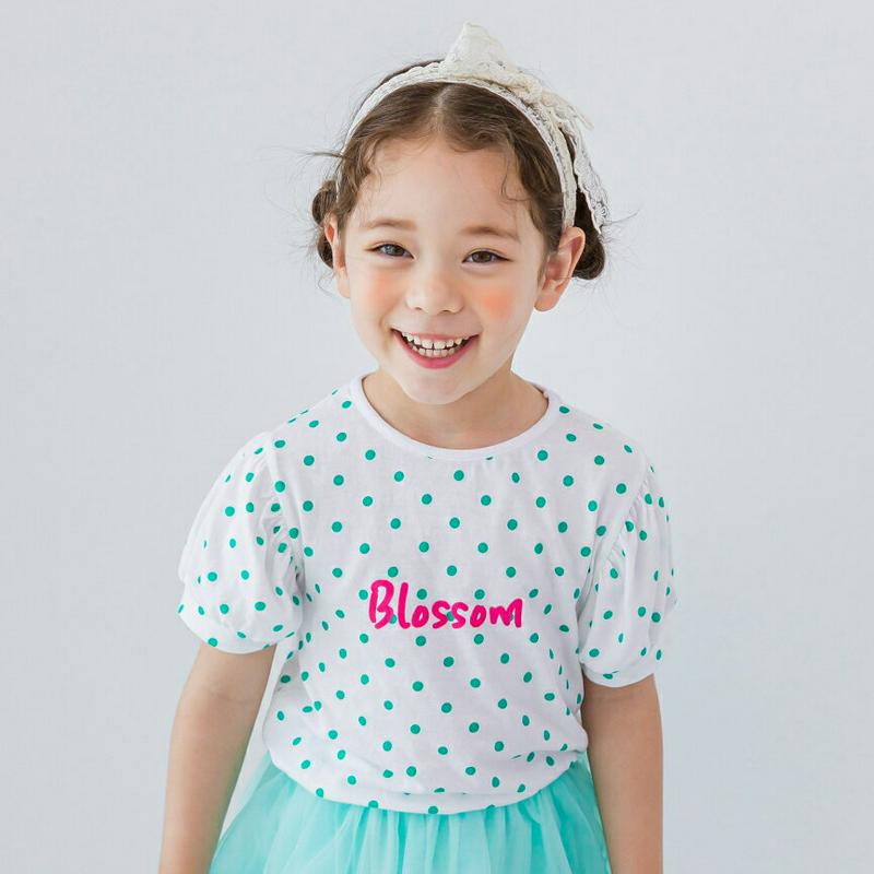 ドットレタリングTシャツ(グリーン)・p002351 キッズ【3~8才】【tops】【トップス Tシャツ 半袖 ドット 柄 ロゴ