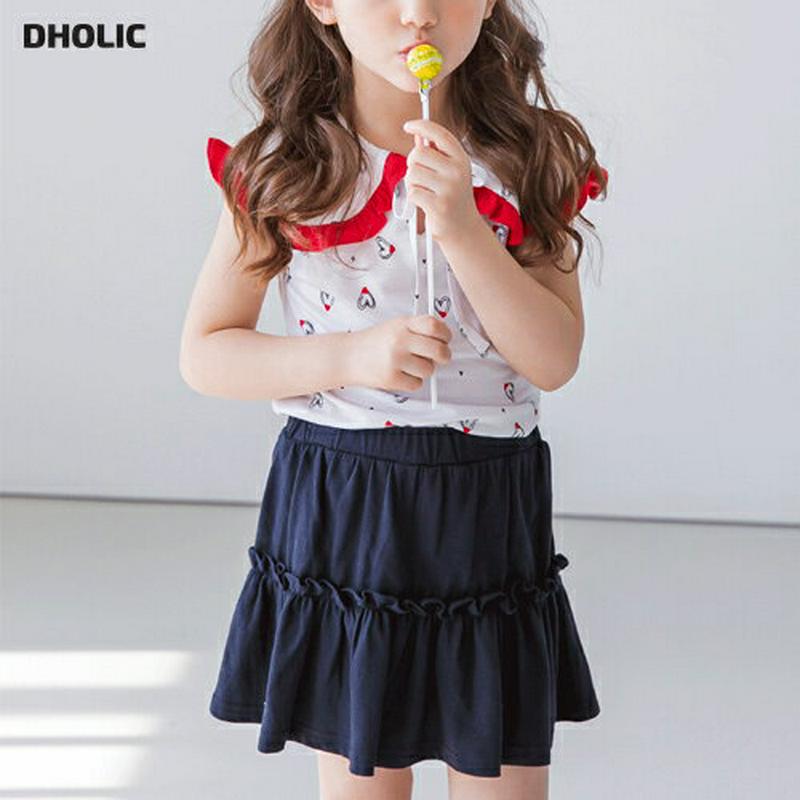 フリルワイドカラーTシャツ&スカパンSET・p002336 キッズ【3~8才】【set】【セット set トップス Tシャツ ス