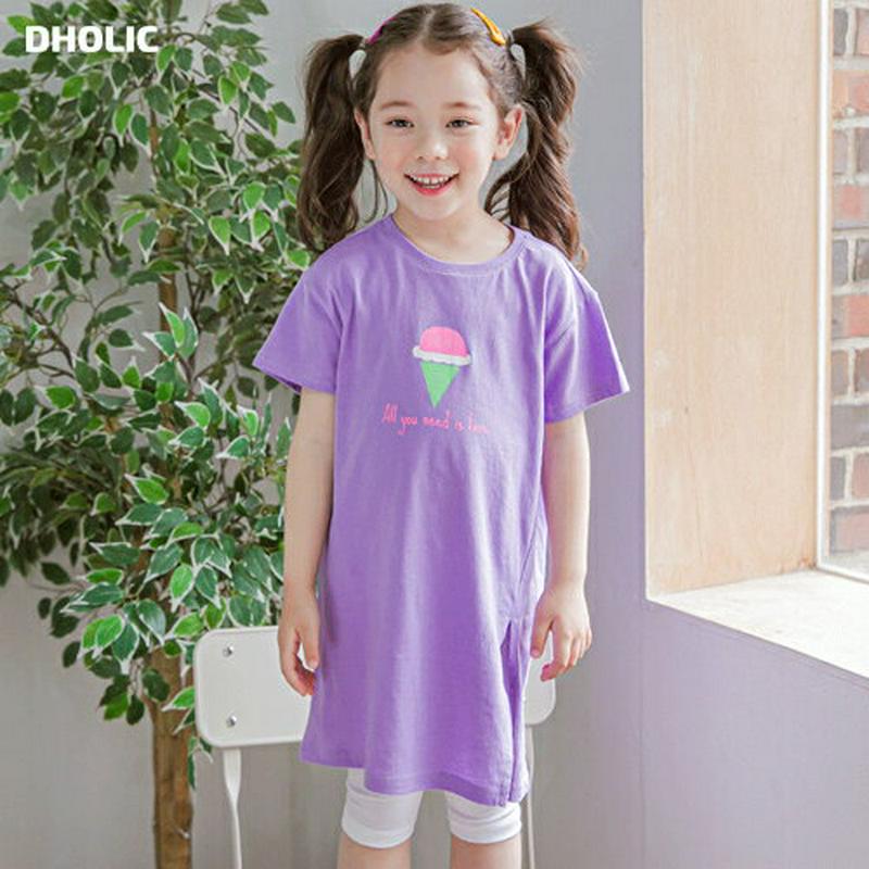 アイススリットTシャツ&レギンスSET(パープル)・p002359 キッズ【3~8才】【set】【トップス Tシャツ 半袖 ロン