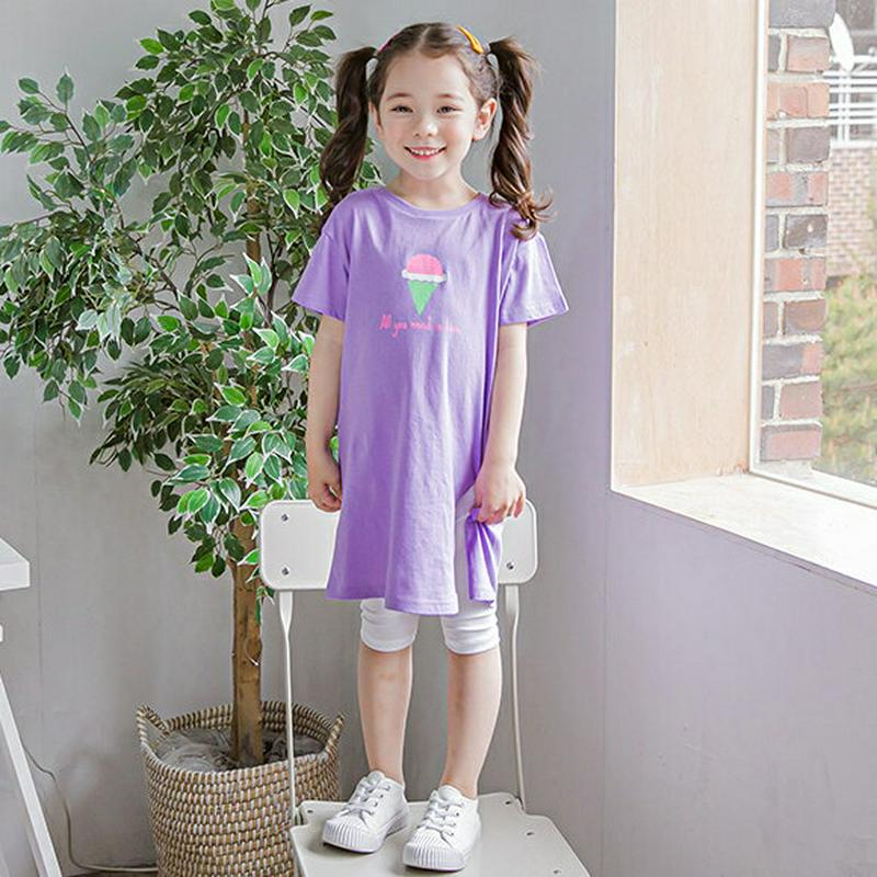 アイススリットTシャツ&レギンスSET(パープル)・p002359 キッズ【3~8才】【set】【トップス Tシャツ 半袖 ロン