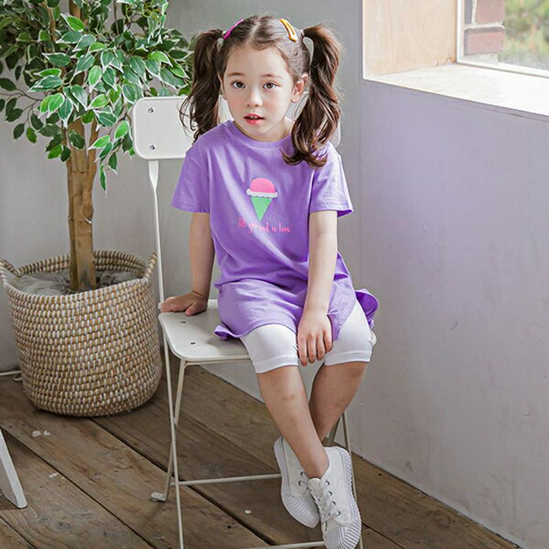 アイススリットTシャツ&レギンスSET(パープル)・p002359 キッズ【3~8才】【set】【トップス Tシャツ 半袖 ロン