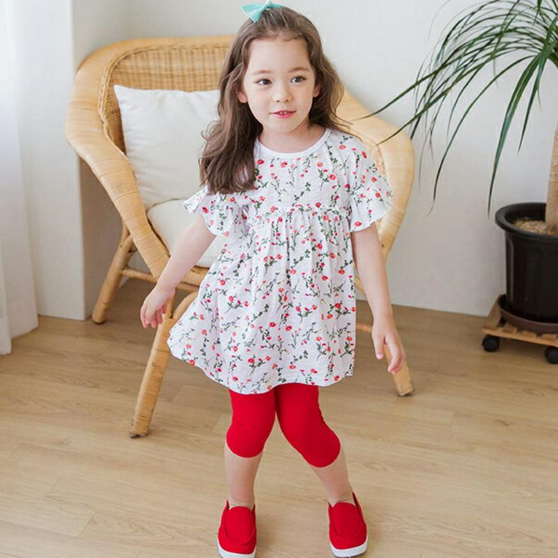 花柄AラインTシャツ(ホワイト)・p002348 キッズ【3~8才】【tops】【トップス Tシャツ 半袖 フリル ギャザー A