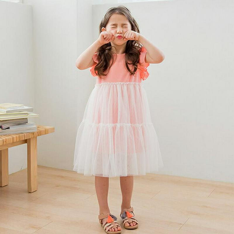 フリルスリーブチュチュワンピース(ピンク)・p002323 キッズ【3~8才】【ops】【ワンピース ミディ丈 ミディワンピース