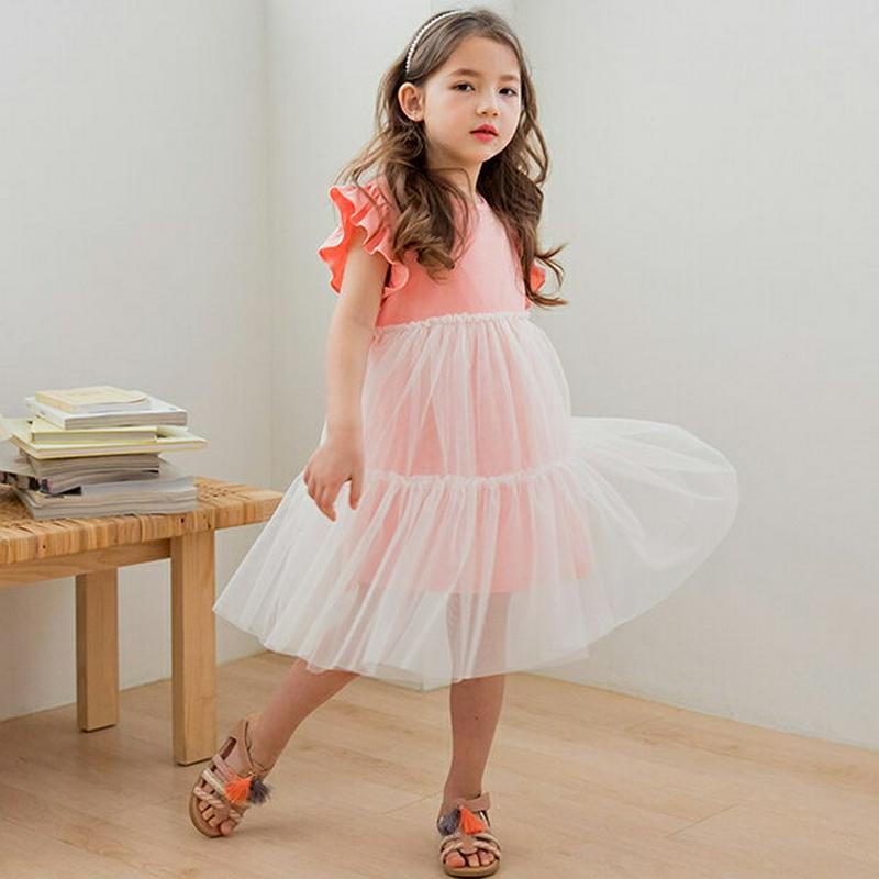 フリルスリーブチュチュワンピース(ピンク)・p002323 キッズ【3~8才】【ops】【ワンピース ミディ丈 ミディワンピース