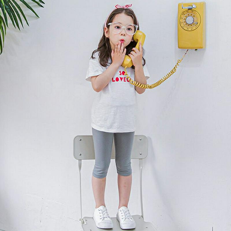 クロップドレギンス(グレー)・p002342 キッズ【3~8才】【pt】【レギンス 七分丈 7分丈 半端丈 ハーフレギンス パン