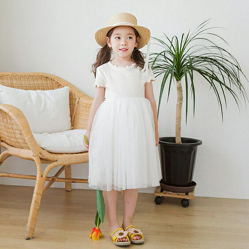 ウェーブチュールワンピース(クリーム)・p002325 キッズ【3~8才】【ops】【ワンピース ミディ丈 ミディワンピース 半