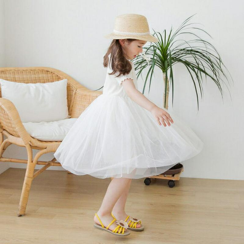 ウェーブチュールワンピース(クリーム)・p002325 キッズ【3~8才】【ops】【ワンピース ミディ丈 ミディワンピース 半