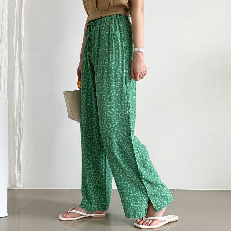 フローラルスリットパンツ・全4色・t62363 レディース【pt】【パンツ ロングパンツ ズボン ボトムス 花柄 フラワー 小花