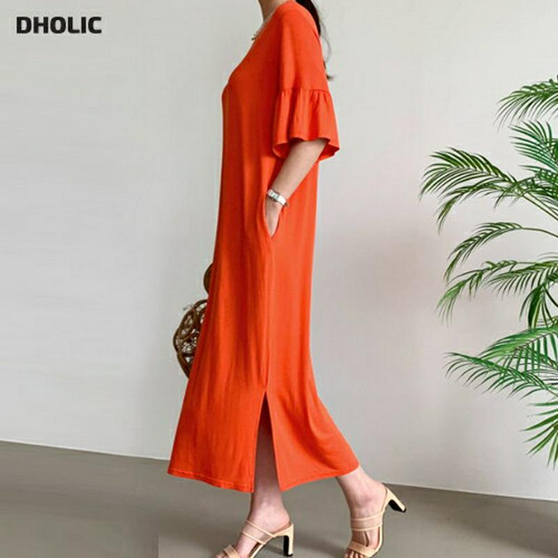 フレアスリーブワンピース・全4色・b62382 レディース【ops】【ワンピース ロング ロングワンピース 半袖 ハーフスリーブ