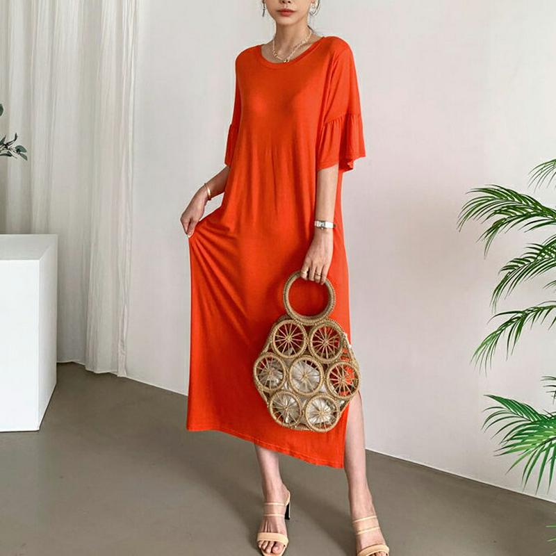 フレアスリーブワンピース・全4色・b62382 レディース【ops】【ワンピース ロング ロングワンピース 半袖 ハーフスリーブ