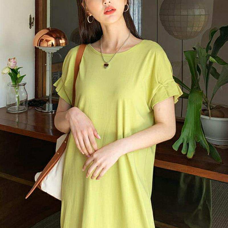 タックロングワンピース・全3色・b59502 レディース【ops】【ワンピース ロング ロングワンピース 半袖 タック　単色 無