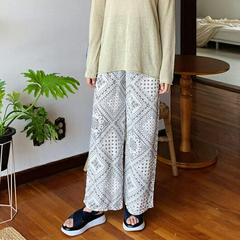 ペイズリーパターンパンツ・全3色・t59509 レディース【pt】【パンツ ズボン ボトムス ワイドパンツ ロングパンツ ペイズ
