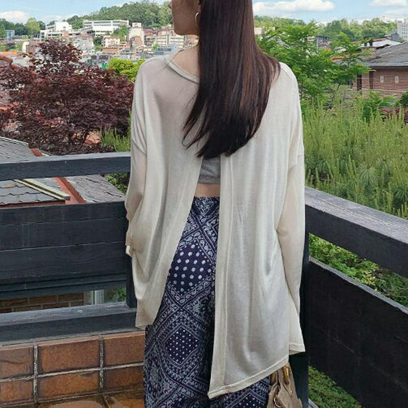 バックスリットシアーTシャツ・全3色・t59487 レディース【tops】【トップス Tシャツ 長袖 シアー 透け感 シースルー