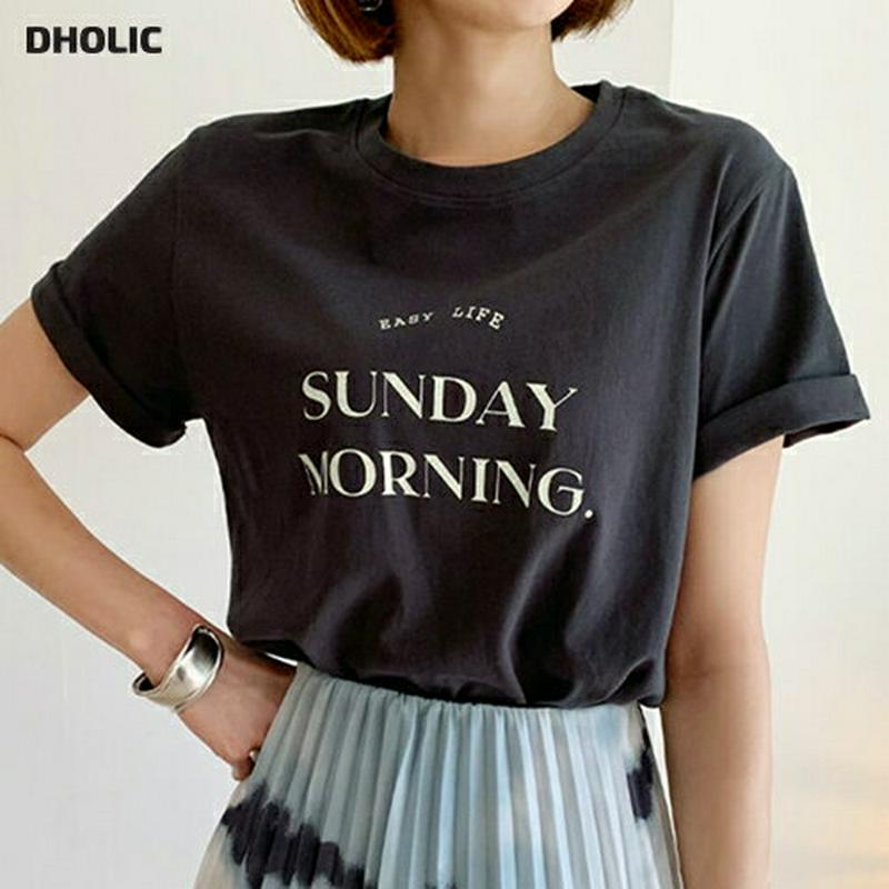 ラウンドネックプリントTシャツ・全4色・t59485 レディース【tops】【トップス Tシャツ 半袖 ロゴ ロゴT レタリング