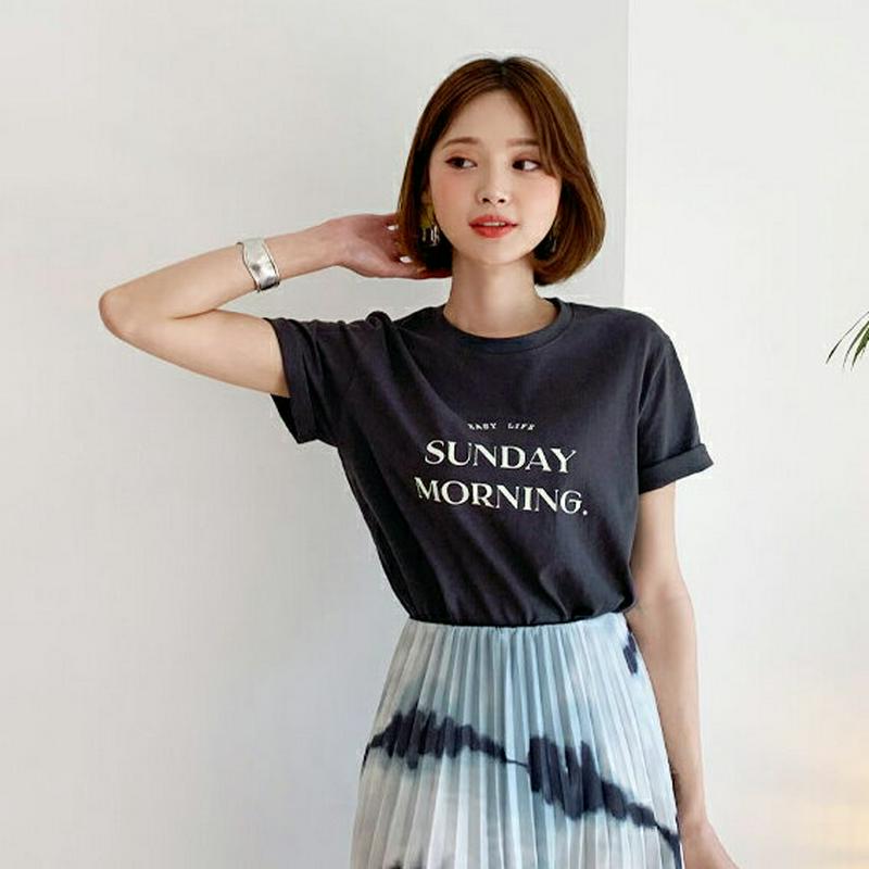 ラウンドネックプリントTシャツ・全4色・t59485 レディース【tops】【トップス Tシャツ 半袖 ロゴ ロゴT レタリング